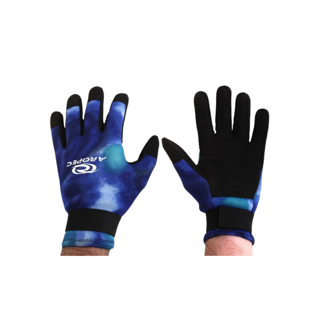 Aropec 2mm Camo Blue Spearfishing Gloves