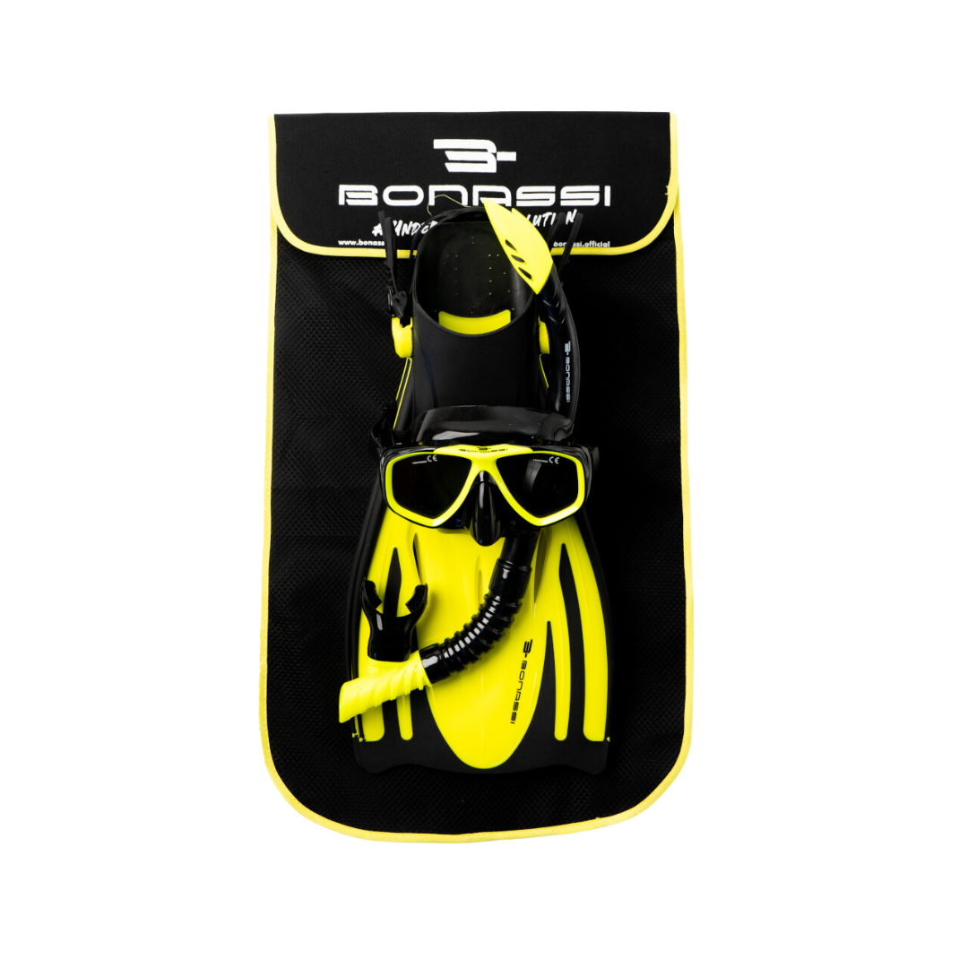Bonassi Adult Juno Snorkel Set with Mask, Fins and Snorkel