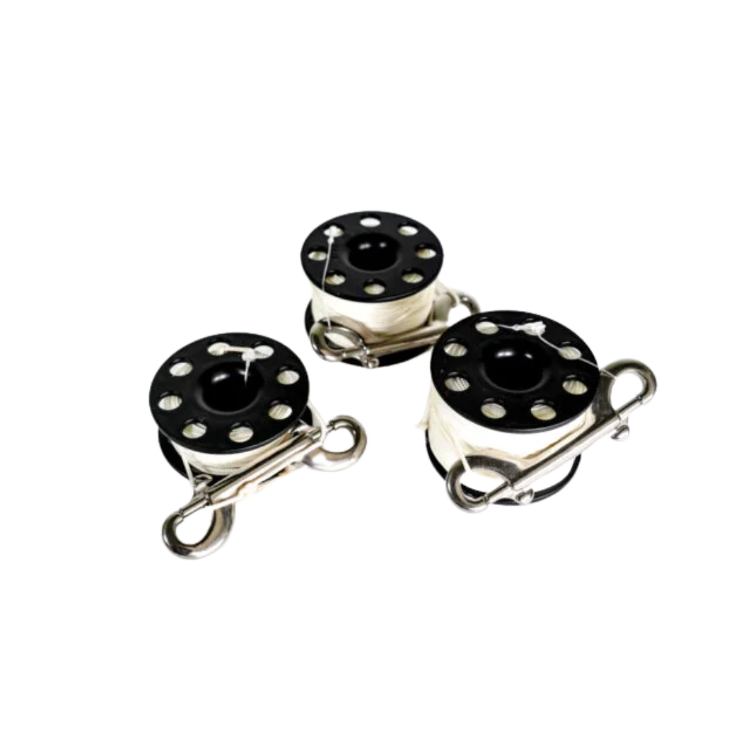 Carrete Bonassi con línea y anzuelo de doble extremo