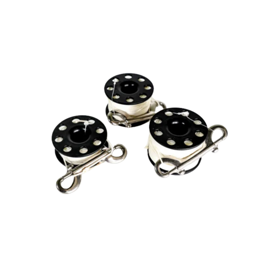 Carrete Bonassi con línea y anzuelo de doble extremo