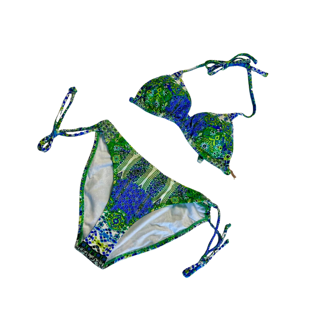 Blue and Green String Bikini