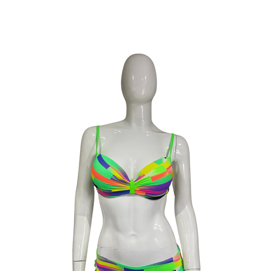 Neon Green Multicoloured Bikini