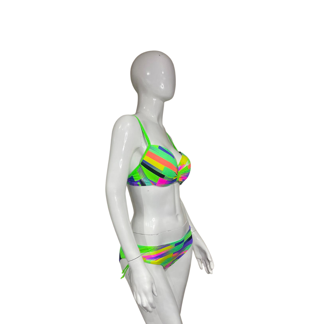 Neon Green Multicoloured Bikini