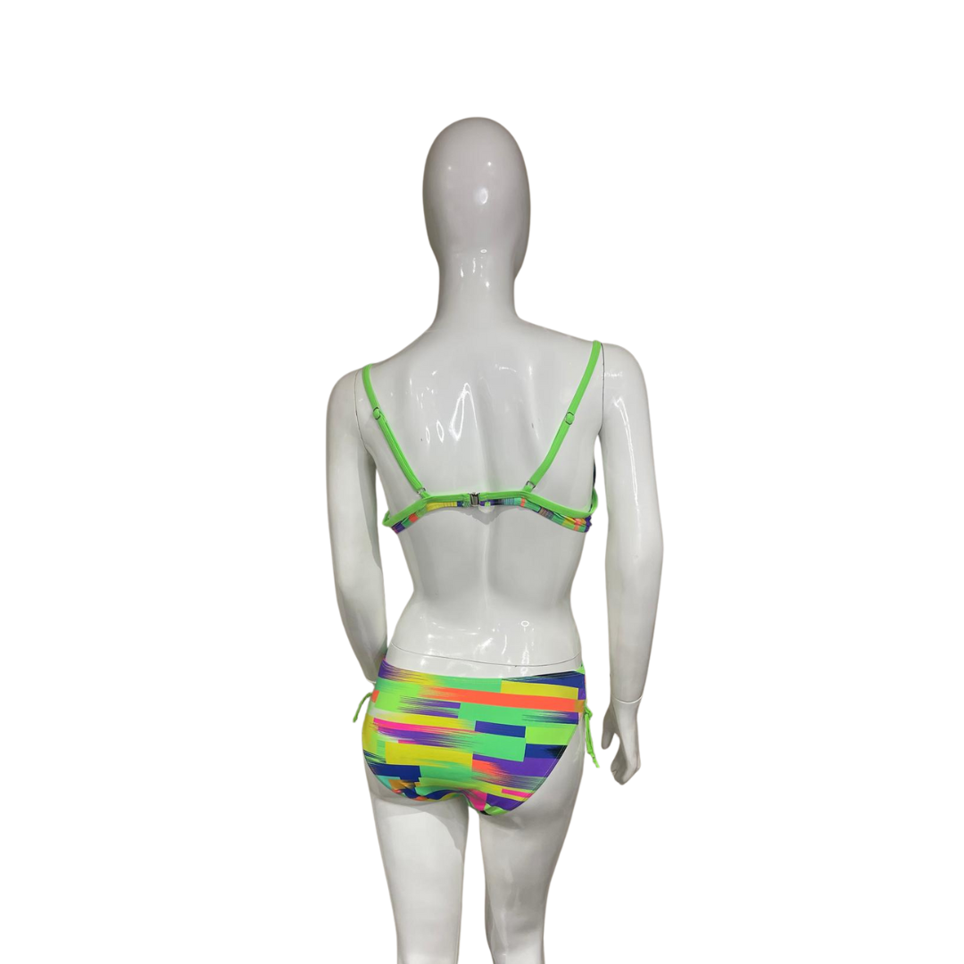 Neon Green Multicoloured Bikini