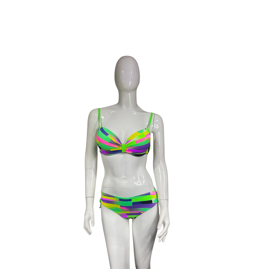 Neon Green Multicoloured Bikini