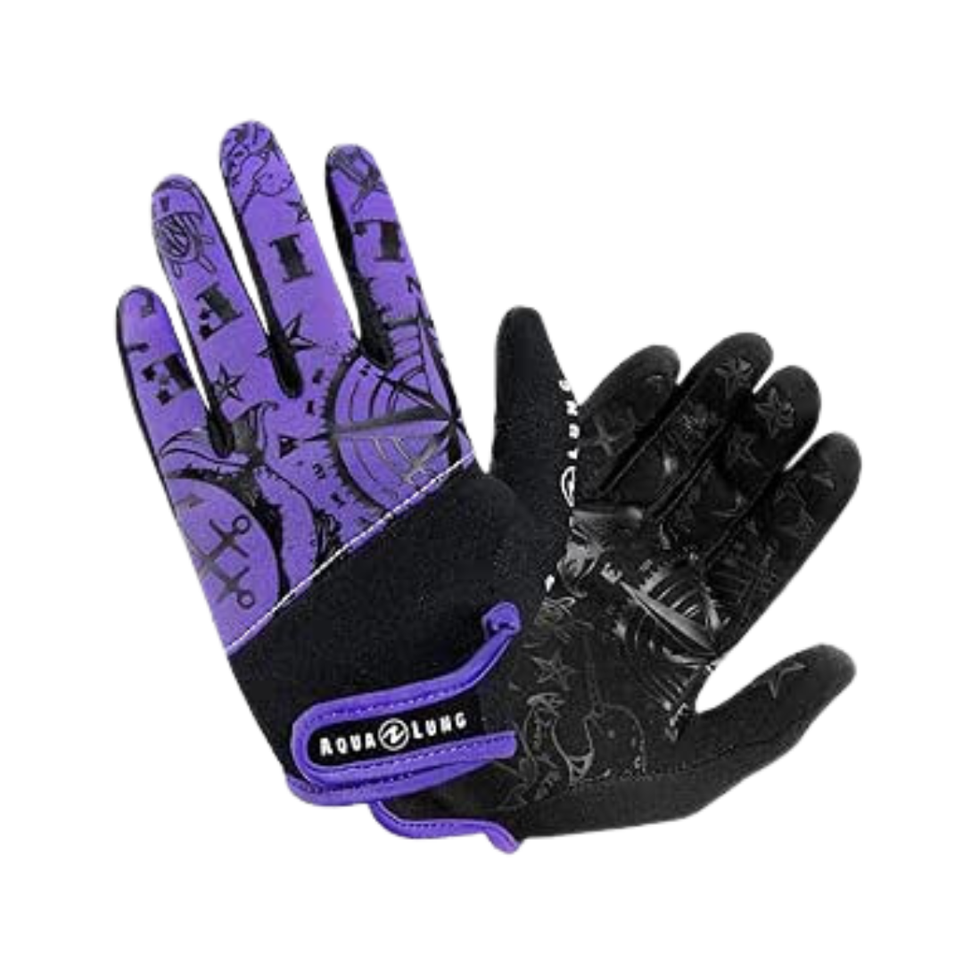 WOMENS AQUALUNG ADMIRAL III GLOVES 2MM BLACK AND TWILIGHT