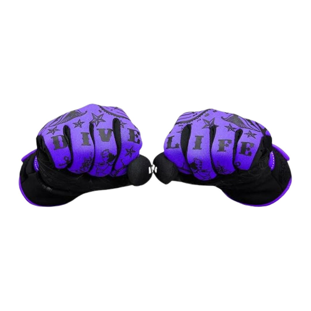 Women's 2mm Aqualung Admiral III Gloves in Purple and Black