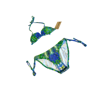 Blue and Green String Bikini