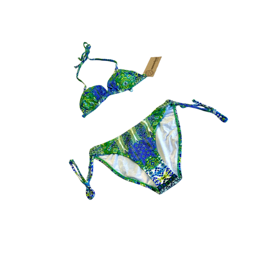 Blue and Green String Bikini