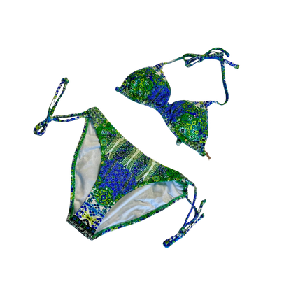 Blue and Green String Bikini