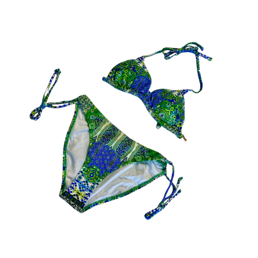 Blue and Green String Bikini