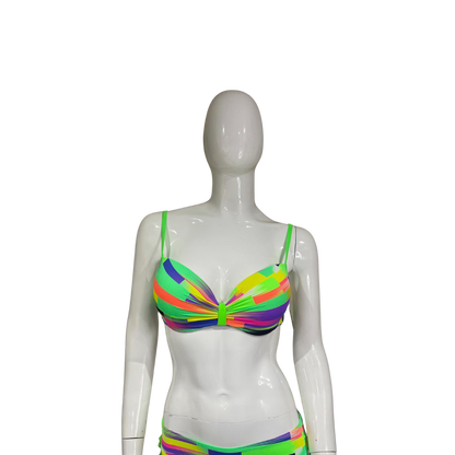 Neon Green Multicoloured Bikini