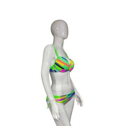 Neon Green Multicoloured Bikini