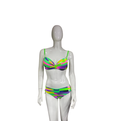 Neon Green Multicoloured Bikini