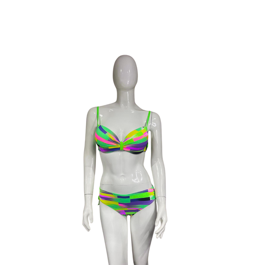 Neon Green Multicoloured Bikini