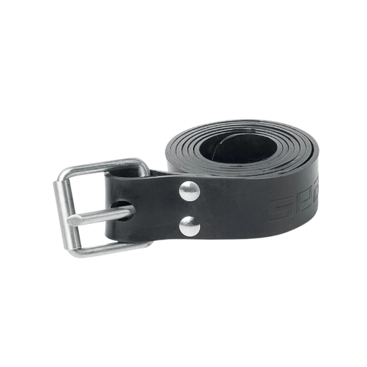 SEAC BLACK SILICONE BELT WITH STAINLESS STEEL MARSEILLE BUCKLE 145 CM