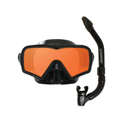 Combo de máscara y tubo de snorkel XS Scuba Oceanways de lente única SeeSharp
